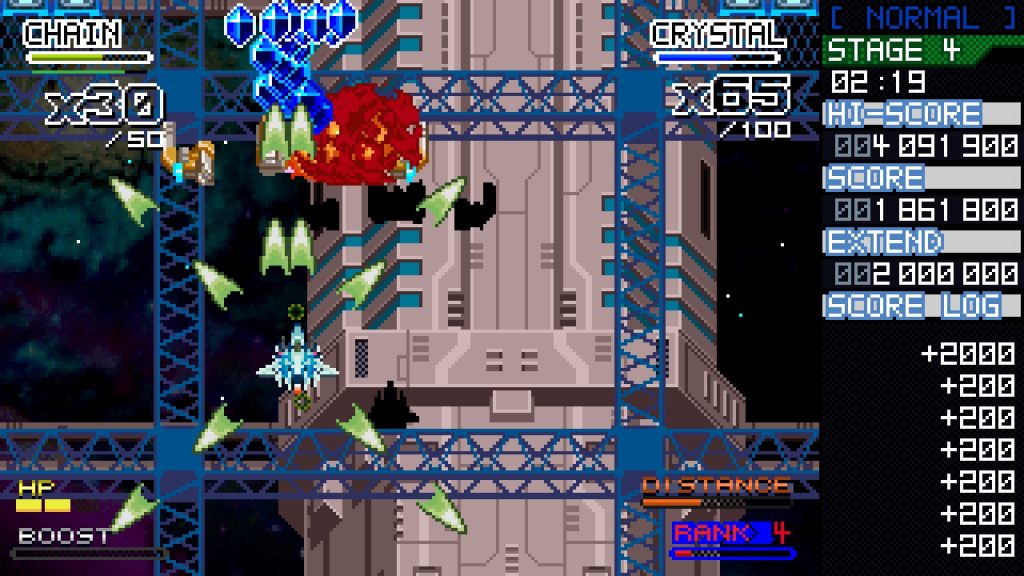 Crystal Breaker is a vertically scrolling shmup that focuses on close range attack.