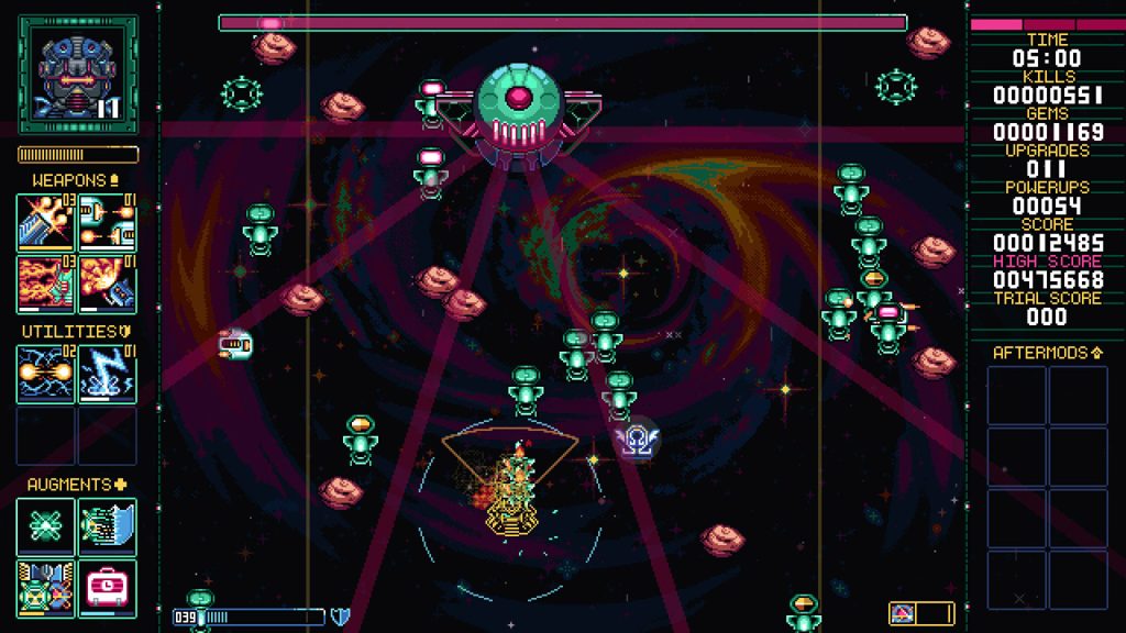 Gunlocked is a sci-fi action roguelike about careful positioning and upgrade selection. 