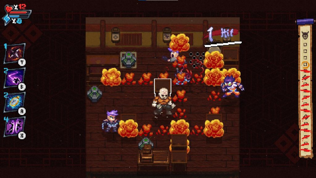 Arashi Gaiden is a turn-based action game with fast-paced dash and slash combat.