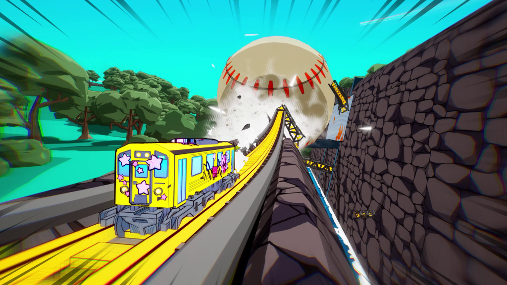 Hop aboard your custom gravity-defying train and embark on a hectic quest to defeat the sinister Miraidō corporation, alongside a vibrant pack of outcasts.